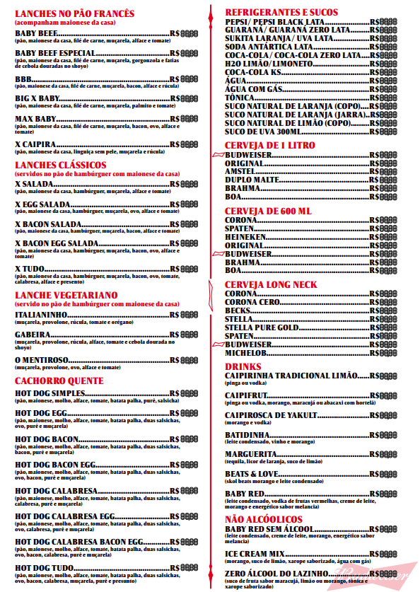 Cardápio Boteco Du Lazinho - Parte 2